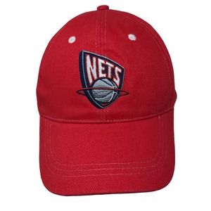 World Men's Strapback Hat Red Embroidered Brooklyn Nets Logo